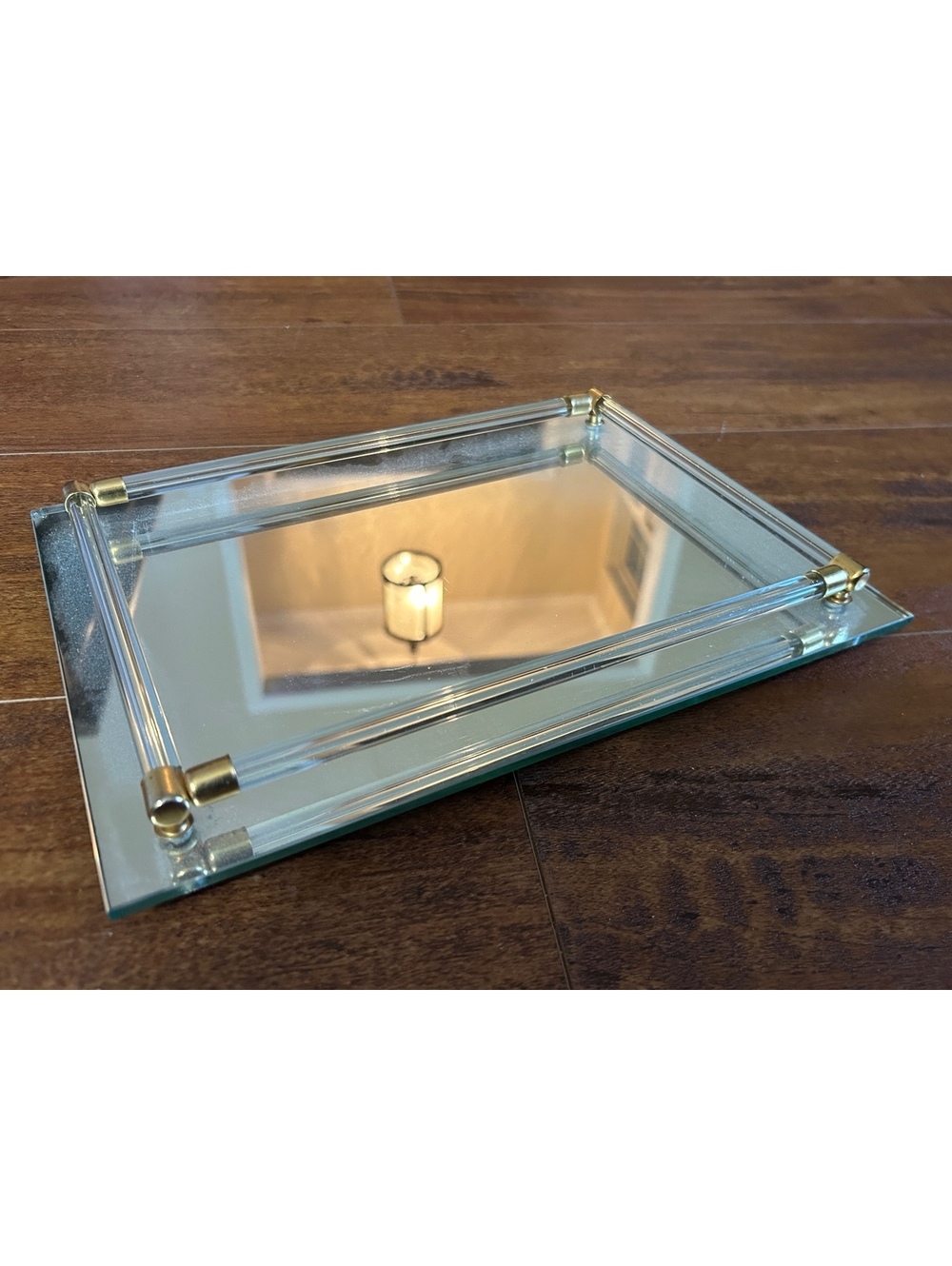 Clear Glass and Gold Accent Vanity Tray